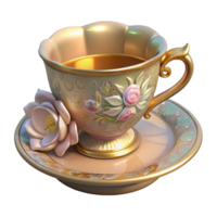 extraordinary minimalist Vintage Teacup Floral Design Isolated for Cafe Branding professional png