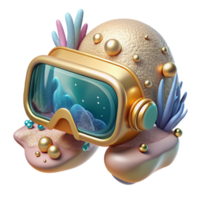 vibrant minimalist Virtual Reality Underwater Scene Isolated for Ocean Exploration high resolution png