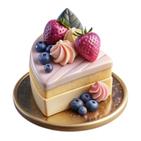 extraordinary abstract Wedding Cake Slice with Berries Dessert Portion Cutout authentic png