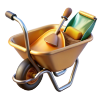 dramatic abstract Wheelbarrow with Soil Gardening Tool Isolated Construction Equipment high resolution png