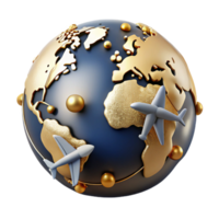elegant modern World Map with Airplane Routes Isolated for Travel Agencies premium png