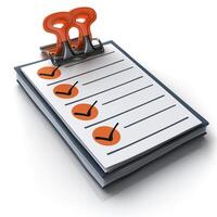 A clipboard with a checklist featuring orange checkmarks, symbolizing organization and progress. photo