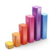 Colorful bar graph depicting growth trends with varied heights, showcasing data analysis and statistical representation. photo