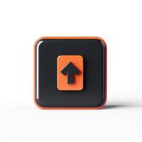A sleek orange and black upward arrow button illustration on a clean white background. photo