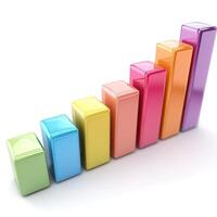 Colorful bar graph representing growth or progress in a vibrant and modern style. photo