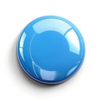 A glossy blue button with a smooth surface reflecting light, creating a modern and sleek appearance. photo