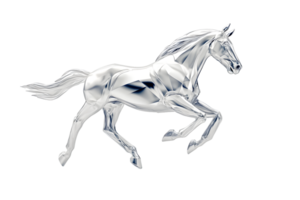 Crystal Horse in Motion A Stunning 3D Render of a Galloping Equine Figure with Geometric Facet png