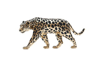 Golden Leopard in Motion A Stunning 3D Render of a Majestic Predator Walking with Grace and Po png