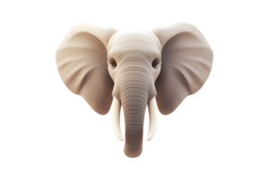 Detailed Frontal View of an Elephant Head with Large Ears and Tusks Ideal for Wildlife Conser png