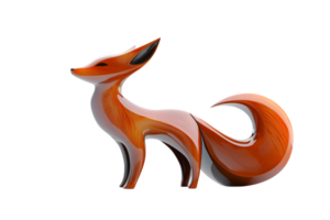 Stylized Fox Sculpture with Glossy Finish and Dynamic Pose for Artistic and Decorative Uses png