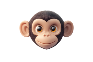 Charming Primate Portrait A Detailed and Expressive Illustration of a Monkeys Face with Large png