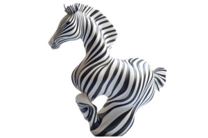 Stylized Zebra Sculpture with Bold Stripes and Dynamic Pose for Artistic and Decorative Uses png