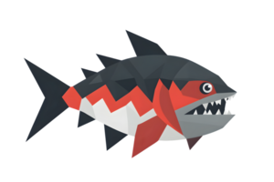 Geometric Shark Illustration with Bold Colors and Sharp Teeth for Design Projects png