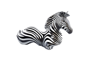 Abstract Zebra Sculpture with Dynamic Stripes on a Black Background Modern Art Design 3D Rend png
