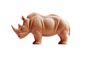 3D Rendered Rhino Sculpture with Intricate Details and Textured Surface for Design Projects png