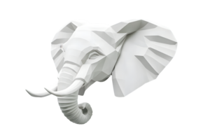 Geometric Elephant Head Sculpture Modern 3D Design with Abstract Polygons for Artistic and Dec png
