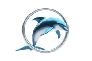Stylized Dolphin in Circular Frame Modern BlueToned Design for Logos Branding and Creative png