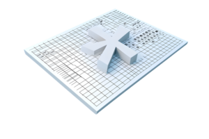 3D Cross Symbol on Grid Background Minimalist Design for Technology Science and Engineering png