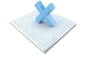 3D Cross on Graph Paper Mathematical and Educational Concept Visualization png