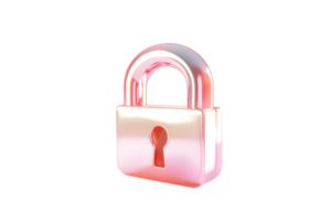 Secure and Shiny Lock Icon with Glowing Pink Finish for Digital Security Concepts png