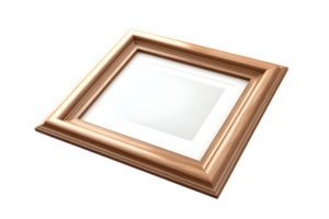Elegant Wooden Picture Frame with White Matting on Black Background for Artwork Display png