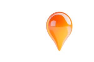 A vibrant orange location marker icon with a glossy finish ideal for navigation and mapping de png