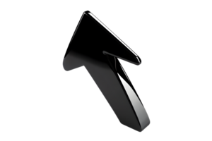 3D Rendered Upward Arrow Icon Glossy Black Finish Modern Design for Navigation User Interfac png