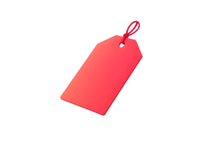 A vibrant red tag with a string ideal for product labeling and promotional designs png