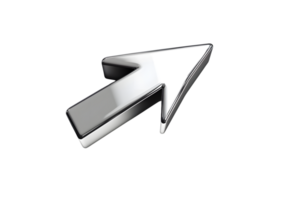 3D Metallic Arrow Icon on Black Background Modern Design Element for Navigation Direction a png