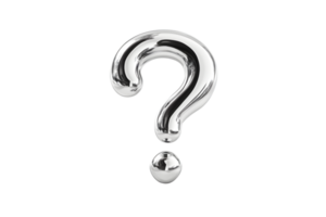 Shiny Question Mark Symbol in 3D Rendered Design Metallic Texture HighQuality Visual for Que png