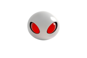Abstract White Sphere with Red Eyes on Black Background 3D Rendering Futuristic Design Mini png