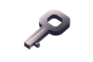 A sleek metallic key with a modern design ideal for security concepts and access themes png