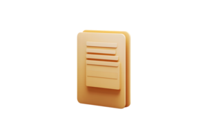 3D Rendered Document Folder Icon with Text Lines Digital File Storage Symbol Modern Minimalis png