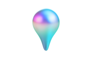 Gradient Teardrop Shape with Iridescent Colors on Black Background Perfect for Design Art a png