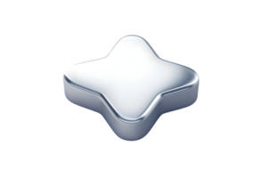 3D Rendered Metallic Plus Sign Icon with Smooth Edges and Reflective Surface for Digital Design png
