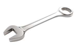 A sleek metallic wrench with a polished finish ideal for mechanical and DIY projects png