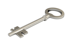 A classic metallic key with intricate details perfect for security access and symbolic repre png
