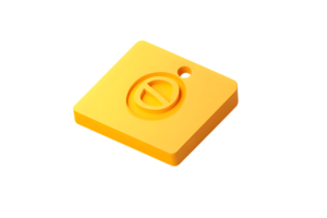 Yellow Prohibition Sign Icon with Circular Symbol and Slot 3D Rendered Object for Safety Warn png
