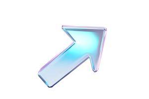 3D Rendered Glassy Arrow Icon with Gradient Colors Modern Design for Digital Interfaces and Ap png