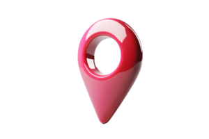 A glossy red location pin icon with a modern design ideal for navigation mapping and digital png