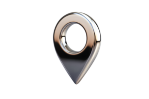 Shiny Metallic Location Pin Icon for Maps and Navigation Design png