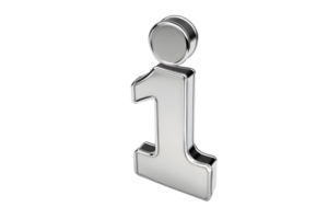 Shiny Metallic Number One Icon 3D Rendered Digit HighQuality Graphic for Design Projects Mo png