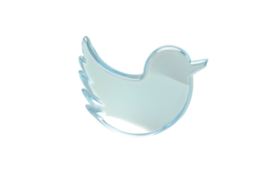 Stylized Bird Icon with Glassy Texture and Modern Design for Digital Communication and Social M png