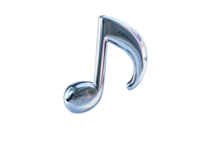 Shiny Metallic Music Note Icon for Design and Artistic Projects png