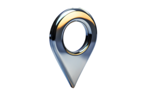 Shiny Metallic Location Pin Icon with Reflective Surface for Navigation and Mapping Application png