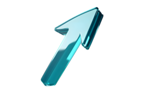 3D Rendered Glassy Blue Arrow Pointing Upwards Transparent Background Modern Design Element f png
