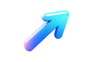 3D glossy upward arrow blue gradient digital element for website app interface design png