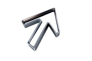 3D Rendered Metallic Arrow Symbol Upward Direction Icon Modern Design Element for Business an png