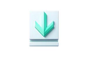 3D Rendered Down Arrow Icon on White Panel Modern Design for User Interface Navigation Symbol png