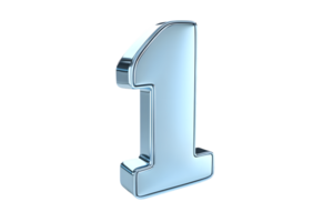 Shiny Metallic Number One on Black Background 3D Rendered Digit for Design Counting and Num png